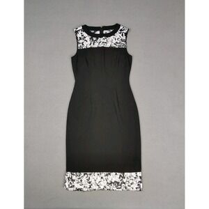 Antonio Melani Dress Size 0 Black White Sheath Cocktail Sleeveless Romantic